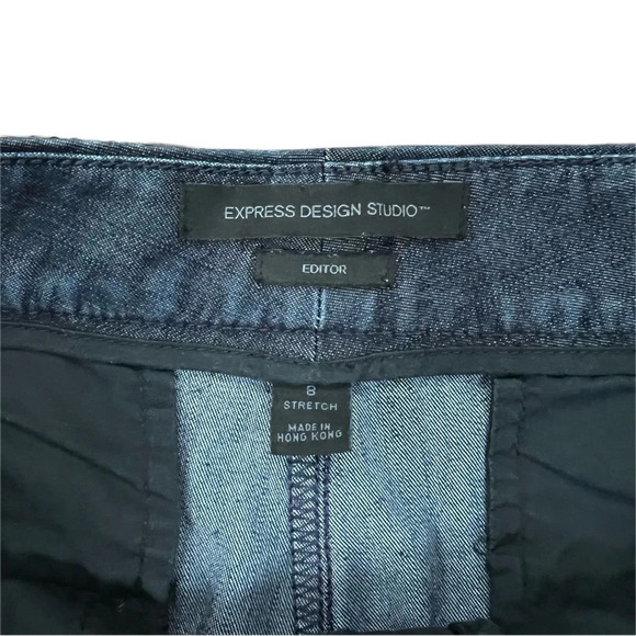 {Express} "Editor" Black Sequin Waist Band Relaxed Bootcut Flare Denim Trousers - Picture 5 of 6